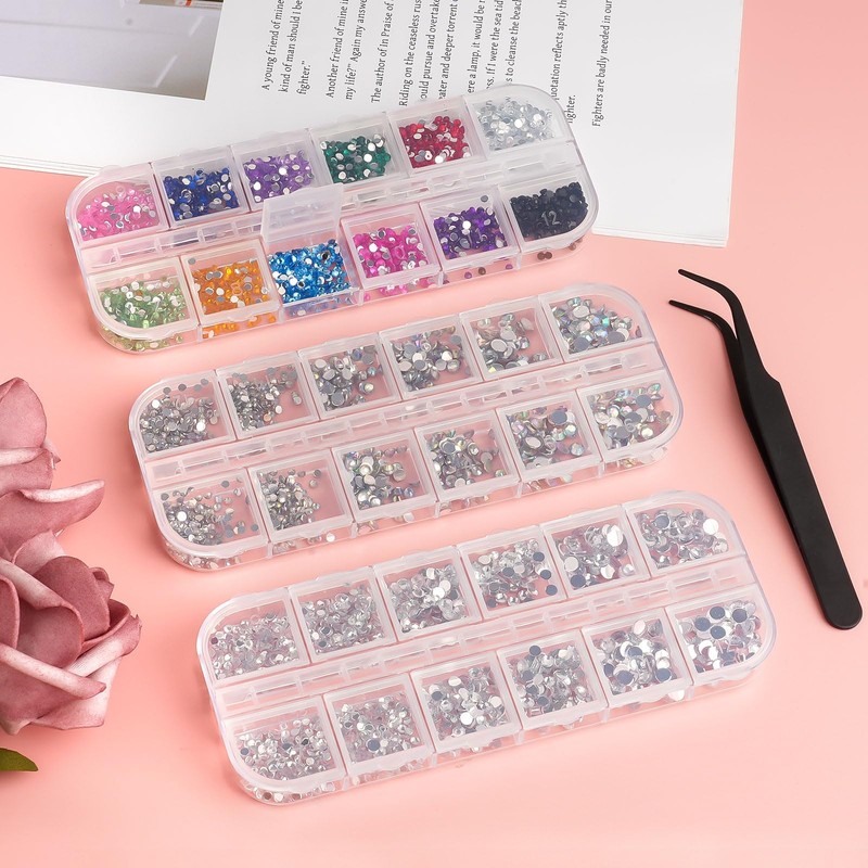 6000 pezzi di strass, strass di cristallo AB, con pinzette
