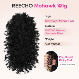 Mohawk Wig for Black Women Kinky Curly Clip in Mohawk Ponytail