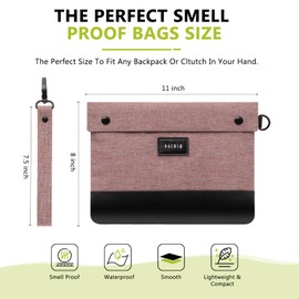 OZCHIN Smell Proof Bag with Lock – Activated Carbon Fiber Smell Proof Container with Combination Lock, Airtight Zipper, Odor Proof Case for Travel, Daily Use, Gifts Ideas 11 X 8 Inch (Pink)