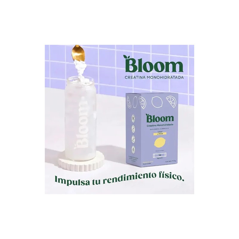 Bloom Creatina Monohidratada En Sobres Prácticos 14 Pzas Limón