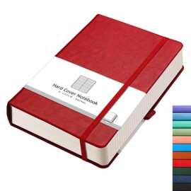 AHGXG Lined Journal Notebook - 320 Numbered Pages A5 College Ruled Notebook Thick Journal for Writing, 100gsm Lined Paper, Leather Hardcover, for Women Men Work Office School, 5.75'' X 8.38''-Red