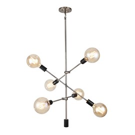 Woodbridge Lighting 19716ANB Reese Pendant Chandelier, Antique Nickel/Black