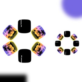 Summer Press on Toe Nails Black Fake Toe nails with Coconut Tree Designs False Toenails Square Glue on Toenails Sunset Stick on Toe Nails Glossy Acrylic Toenails Full Cover Artificial Toenails