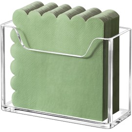 Kordory Acrylic Cocktail Napkin Holder for Table, for 5 x 5 Inches Napkin, Modern Vertical Napkin Holder for Kitchen, Clear Waterproof Napkins Holders for Dinner, Home, Bar