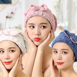 Super Absorbent Hair Drying Cap Microfibre Hair Towel Wrap Women Coral Fleece Dry Hair Hat Turban Hair Towel Cap Shower Cap Quick Drying Bath Head Wrap for Ladies Girls Wet Hair Long Thick Curly Hair