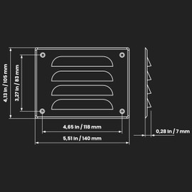 Repa Market 5.5" x 4" Inch (Outer Dimensions) Black Air Vent Cover - Steel Steel Return Air Grilles - for Ceiling and Sidewall - HVAC - with Protection Screen (5.51'' x 4.13'' Inch)