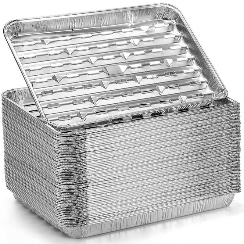 Yesland 30 Pack Disposable Aluminum Pans with Perforated Bottom for