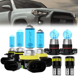 LECCIBUB Headlight Bulbs License Plate Lights Fit For Toyota 4Runner 2014-2021, 9005 High Beam + H11 Low Beam + H16 Fog Lights Halogen Bulb + License Plate Lights, 6000K White, Pack of 8