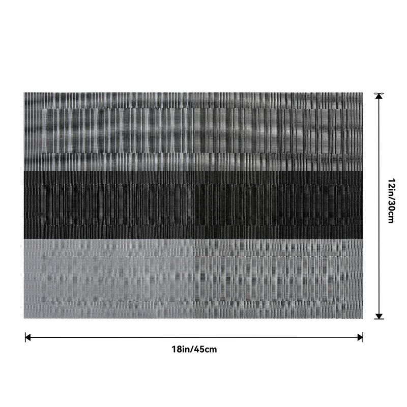 Leetaltree Grey with White Striped Placemats Set of 4 -