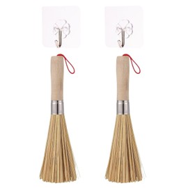 VEHYEGOI 2 Pcs Cleaning Brushes And 2 Pcs Clear Hooks, Pot Brushes, Kitchen Cleaning Brushes, Household Cleaning Brushes, Durable Cleaning Brushes, Kitchen Supplies