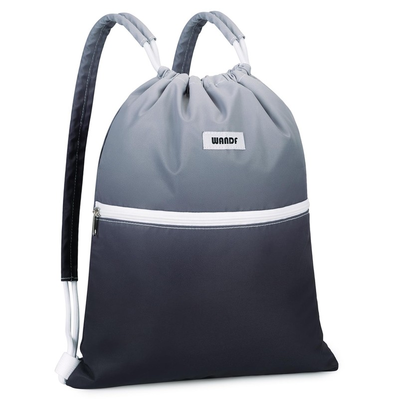WANDF Drawstring Backpack with Shoulder Pads Sports Gym Bag Water