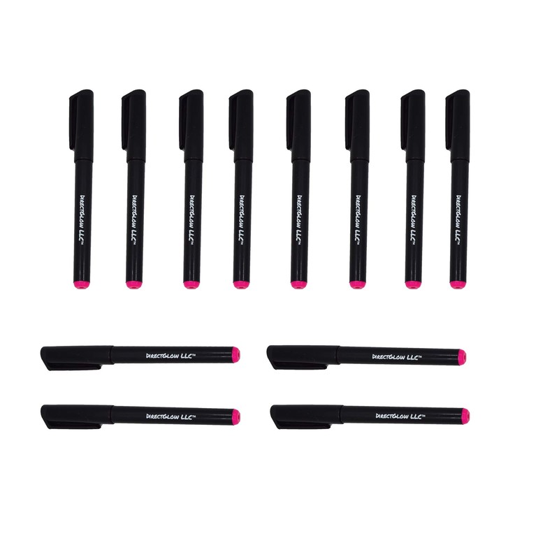DirectGlow Invisible UV Blacklight Reactive Pen Ink Marker (Red, 12