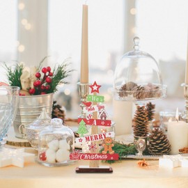 Christmas Gingerbread Sign - Wooden Tabletop Ornament Christmas | Christmas Sign Ornament, Tabletop Sign Crafts, Christmas Tiered Tray Decorations for Home Decor