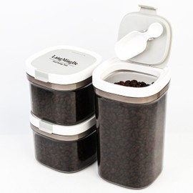 LANGMINGDE Food Storage Containers Set, 3PCS Airtight Kitchen Canister for Coffee bean, Flour, Sugar, Cereal, BPA Free Kitchen and Pantry Organization and Storage