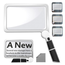 5X Reading Magnifying Glass with Light, Folding Handheld Page Magnifier for Reading Books Large Lighted Magnifying Glasses with 48 LED Lights, Gift for Seniors, Macular Degeneration, Low Visions