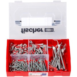 fischer 541106 FixTainer, Grey/Red, Set of 200 Pieces