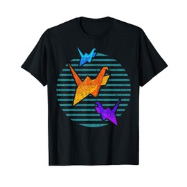 Japanese folding art colourful paper crane origami T-Shirt
