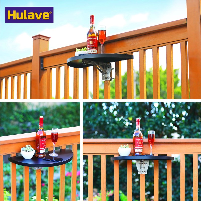 Hulave 304 Stainless Steel Deck Railing Adjustable Railing Folding Table,