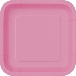 Unique 31505 7" Square Dessert Plates | Hot Pink Color Theme | 16ct, 16 Count (Pack of 1)
