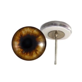 Handmade Pair Brown Teddy Bear Glass Eyes On Wire Pin Posts Doll Making Needle Felt - 8mm