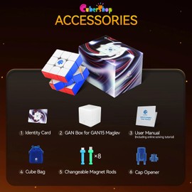 CuberShop GAN 15 MagLev UV Coated 3x3 Speed Cube, New Gans Premium Flagship 15 M MagLev Magnetic Speed Cube, GAN Cube Stable & Fast 2.2-Inch Magic Cube Puzzle (GAN15 UV, Primary Internal)