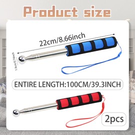 GegXcn 2 Pack Telescopic Flag Pole, Retractable Handheld Pole, for Tour Guides, Camping, Travel, Teaching, Portable Collapsible Flagpole with Anti-Slip Grip (Red/Blue)