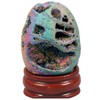 KYEYGWO Titanium Coated Agate Geode Egg Figure with Wooden Stand,