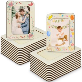 ADKYSL 20PCS Wooden Picture Frames for Crafts, 4 x 6 Inch DIY Wood Picture Frames Unfinished Standing Photo Frames, Wooden Photo Frames for Crafts, Painting, Arts Projects