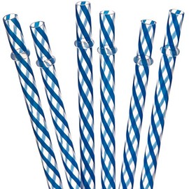 Dakoufish BPA Free 12 Piece 9 Inch Reusable Plastic Thick Drinking Straws for Mason Jar Yeti Rambler Clear Stripe（9inch，Black）