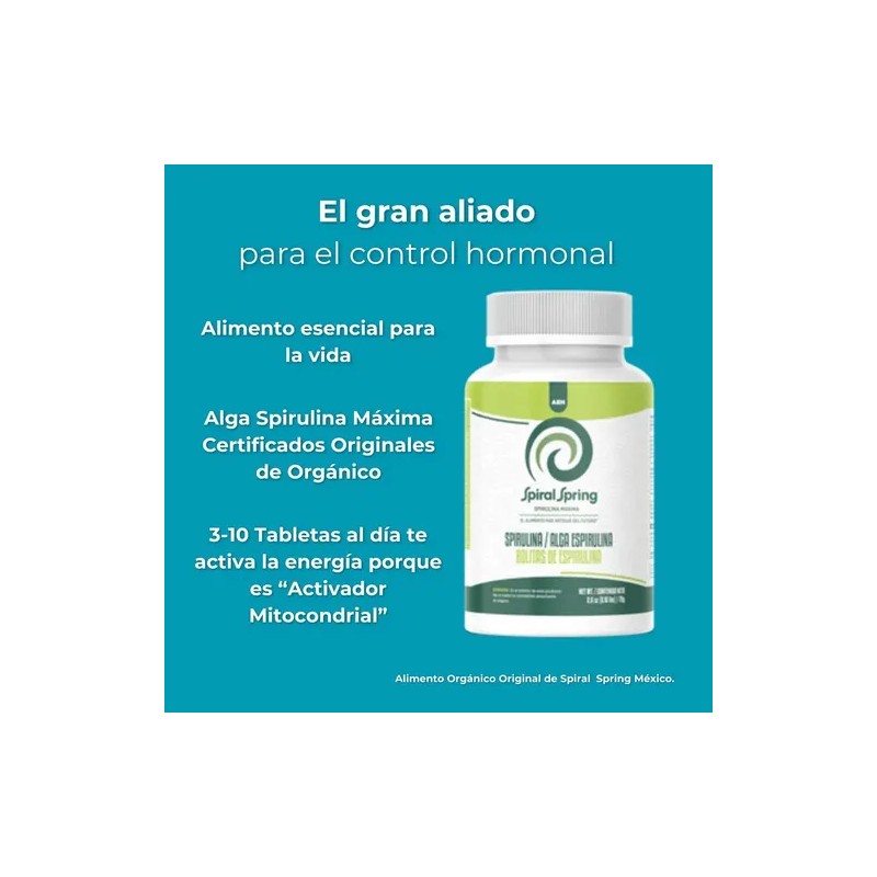 1 Bote Spirulina Máxima Orgánica 150tab 500mg Spiral Spring