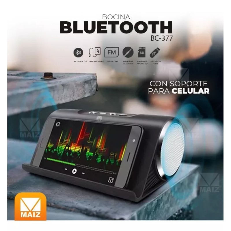 Maíz Bocina Bluetooth Recargable Usb Inalambrica Soporte Celular