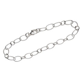 NKlaus Figaro 12868 Women's Round Anchor Chain Bracelet 925 Sterling Silver 19.5 cm, Sterling Silver