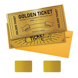 PLIGREAT 2 Pack Golden Ticket Scratch Off Cards with Envelopes DIY Coupon Cards Tickets with Stickers for Birthday Holiday Voucher Raffle Gift Party Supplies