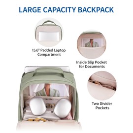 WANDF Travel Backpack for Women & Men, 15.6 Inch Rucksack Bag, Lightweight Business Work Bag, Cabin Size 45x36x20 for Easyjet Airlines(Green)