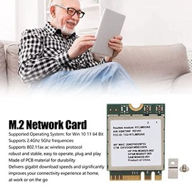 Acogedor Módulo Inalámbrico RTL8852AE WiFi 6, 2,4 GHz 5 GHz, Módulo WiFi Inalámbrico 802.11ax/AC NGFF M2, Adaptador de Tarjeta de Red Wifi6 BT5.2 MU MIMO para Win 10 64 bit