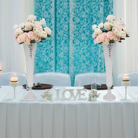 Crystals Trumpet Wedding Flower Vase, Table Centerpiece for Weddings, Silver Flower Stand for Anniversary Ceremony Reception Party Home Decoration - 2 Pack