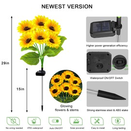 yulloyello 6 Pack Solar Sunflower Garden Lights 36 Vibrant Sunflowers LED Outdoor Decorative Stake Lights for Yard, Patio, Lawn, Pathway, IP65 Waterproof, Gardening Gift for Mom, Grandma, and Friends