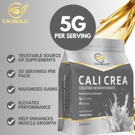 CALIGOLD Health Creatine Monohydrate Powder 250G, Per Serv (5g) - Creatine Monohydrate, 50 Servings