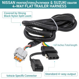MECMO Arnés de cableado plano de 4 vías para Nissan Frontier 2005-2022 2005-2011 Nissan Pathfinder 2005-2015 Nissan Xterra 2009-2012 Suzuki Equator, paquete de remolque de fábrica requerido