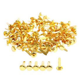 Huotflame Pattern Bag Clips Pack of 100 Gold - DIY Decorative Double Clips Metal Round Head for Scrapbooking, Children's Crafts, School, Office, Stationery - Diameter 8 mm x 18 mm Craft Accessories