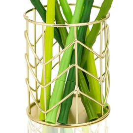 TOCCOOL Modern Golden Metal Pen Holder & Round Decorative Storage Bucket, Desk Accessory for Office, Home, Classrooms and Study Rooms(Golden)