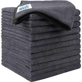 HOMEXCEL HOMEXCEL Grey Microfiber Cleaning Cloths 12 Pack, 12.5 x 12.5 inch Microfiber Towel for Cars, Ultra Absorbent Car Washing Cloth, Lint Free Streak Free Cleaning Rags for Car, Kitchen, and Window