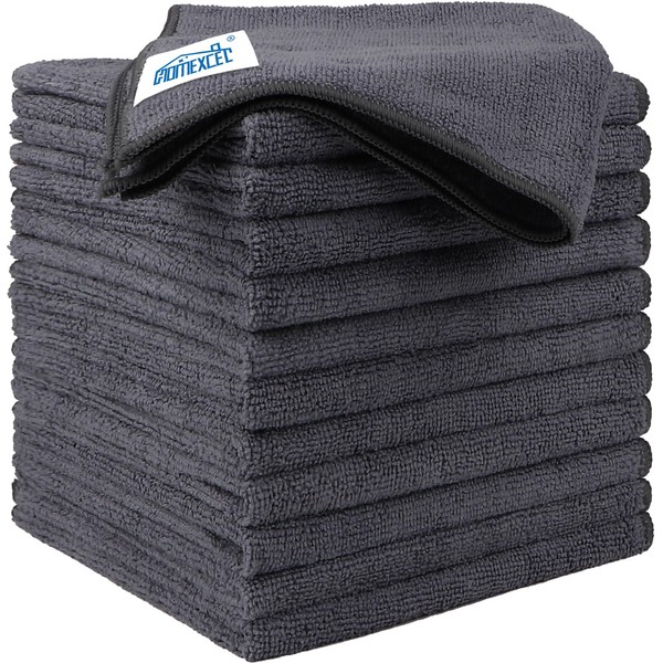 HOMEXCEL HOMEXCEL Grey Microfiber Cleaning Cloths 12 Pack, 12.5 x