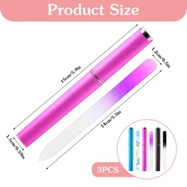 PEOVLVN 3 Pack Glass Nail Files for Natural Nails, Glass Nail File with Case Crystal Nail File Professional Manicure Nail Care Fingernail Files for Women Christmas Stocking Stuffers Gifts