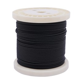 DYNAMI 300ft 1/8" Black Wire Rope Cable,316 Stainless Steel Marine Grade Deck Cable Railing,7x7 Strands Construction Braided Aircraft Cabl for Deck Rail String Lights Hanging Porch Fence DIY Baluster