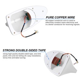 Shark Fin Antenna Cover for Car, Automotive Top Roof Aerials AM/FM Radio Signal Base, Vehicle Shark Fin Shape Cover with Adhesive Tape, Car Accessories Universal for Most Sedan, SUV, Van (White)