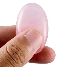 mookaitedecor Pack of 2 Natural Rose Quartz Oval Thumb Stone, 1.6 Inch Palm Pocket Stone for Anxiety Healing Crystal Therapy Stress Relief Geometry