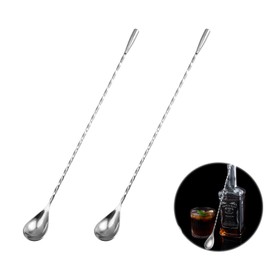 Cocktail Mixing Spoon, Stainless Steel Cocktail Mixing Spoon, Stainless Steel Cocktail Sticks, Bar Spoon Stirrers, 30 cm Long Handle, Cocktail Stirrers, Premium Stainless Steel Cocktail Drinks Drinks