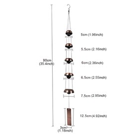 CaliDAKA Campana de viento campanilla de viento de cobre con 5 campanas de Feng Shui campanillas de viento conmemorativas de viento afinadas musicalmente campanillas Quinteto templo campanas para el hogar, patio y balcón al aire libre