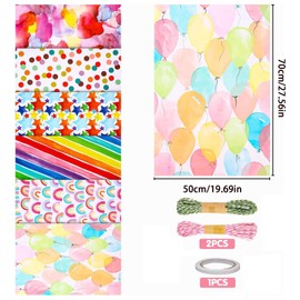Wrapping Paper Multi-color Paper, 6 Sheets 70x50cm Birthday Wrapping Paper Recyclable Gift Wrap For Kids Boys Girls Women,Men,Female Birthday